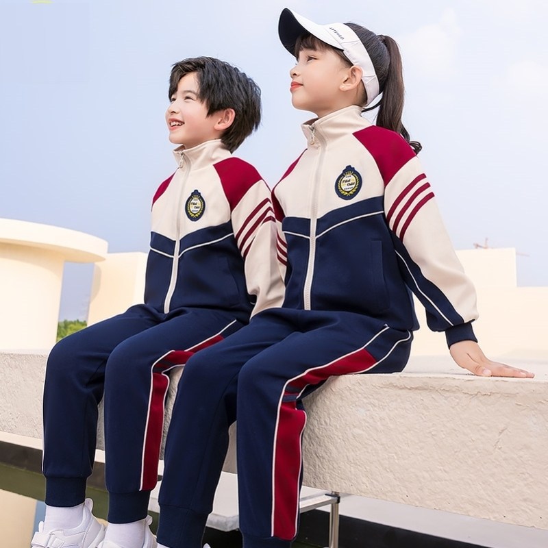 运动风班服小学生校服彩虹色春秋装舞台女童团体活动儿童运动套装