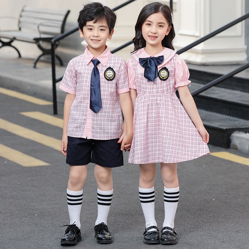 小学生校服拍照jk三件套小朋友班级集体照夏装夏季天蓝韩版表演
