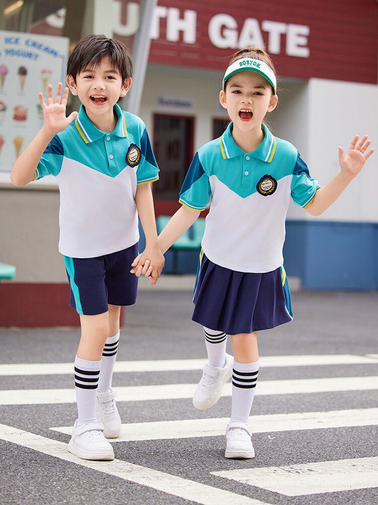 运动风校服小学生短袖夏季套装棒球服队服幼儿园园服两件套潮夏装