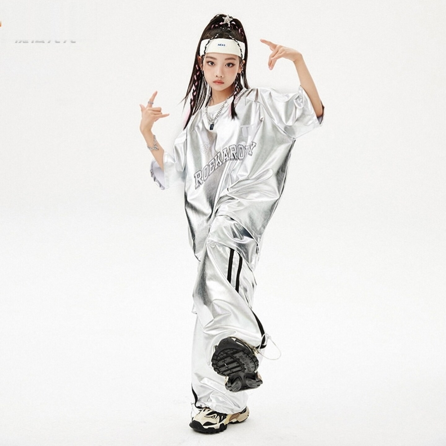 儿童hiphopjazz潮流宽松运动套装时尚男童套装嘻哈做旧长裤牛仔