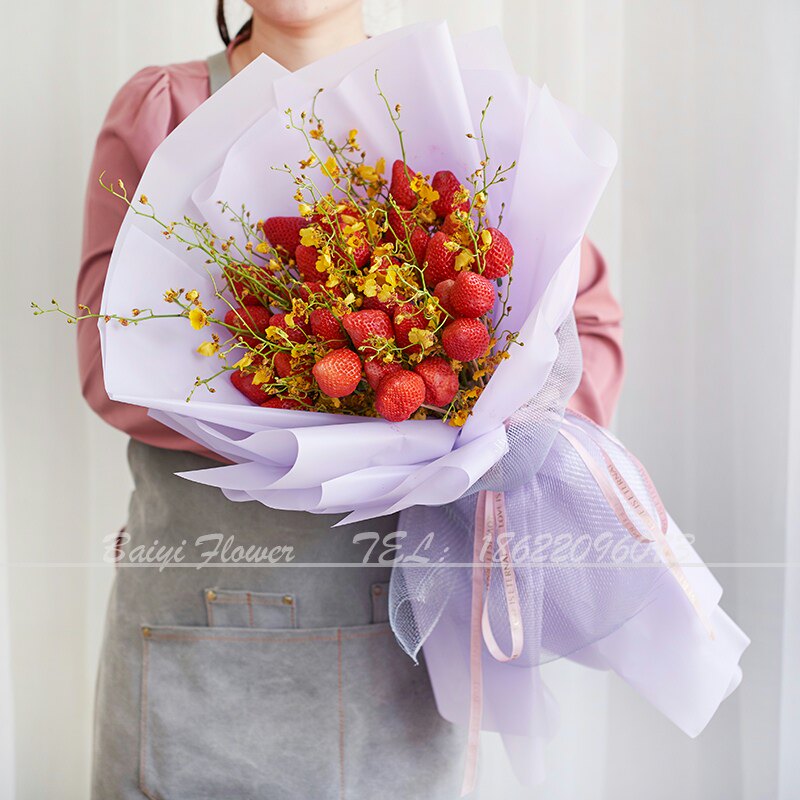 天津同城速递网红水果草莓车厘子ins鲜花店生日送花花束抱桶花店