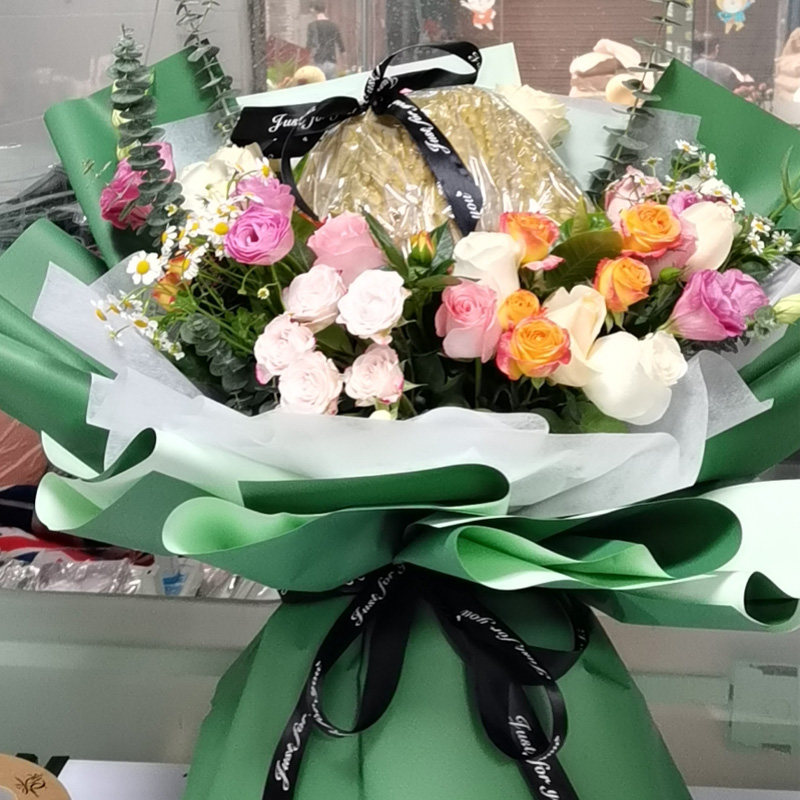 新鲜水果榴莲满天星花束同城鲜花速递南宁柳州女友闺蜜生日圣诞节