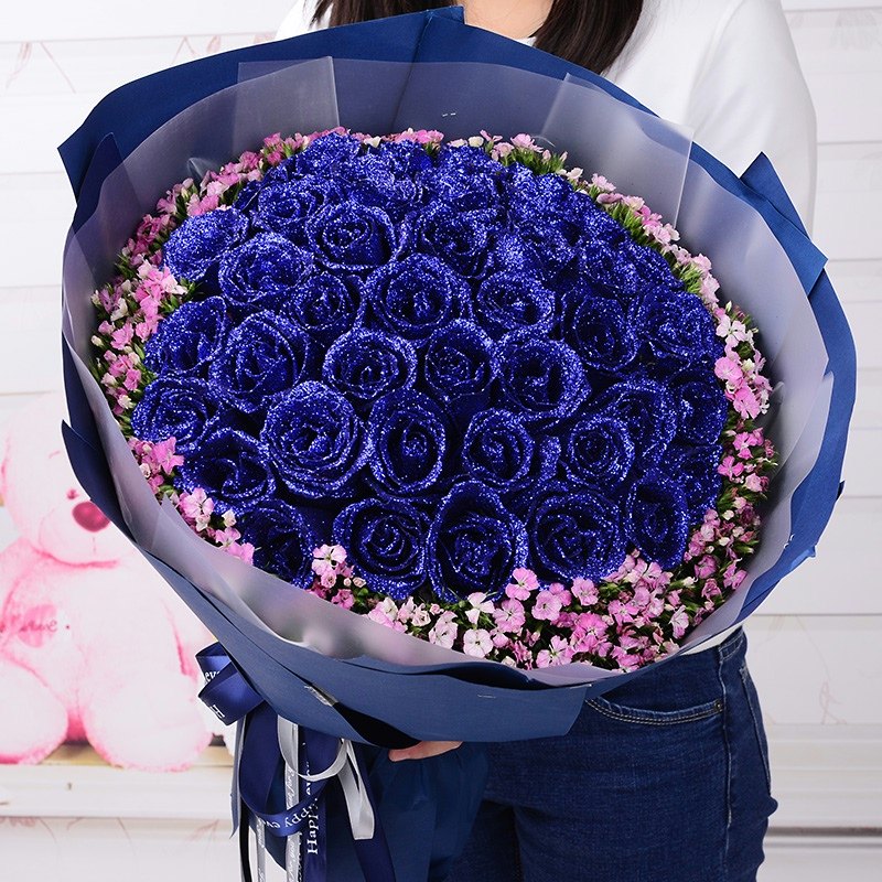 蓝色妖姬蓝玫瑰花束礼盒兰州鲜花同城速递城关安宁七里河西固花店