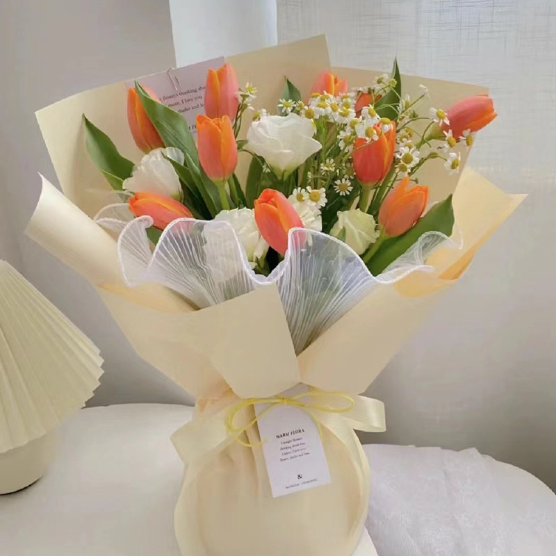 三八节郁金香花韩式花束无锡鲜花同城速递送女友朋友生日祝福送花