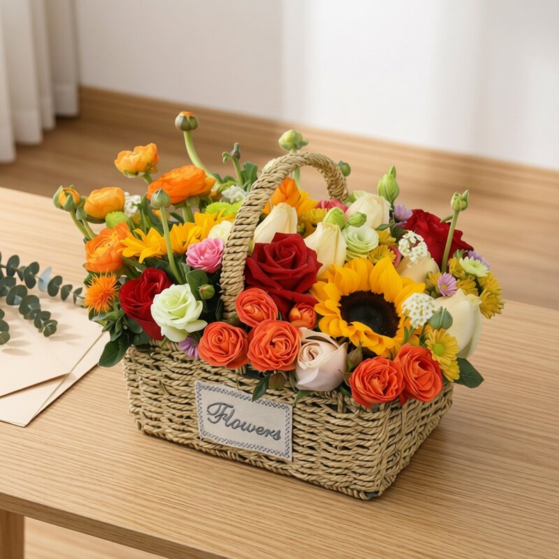 同城速递生日礼物教师节手提花篮