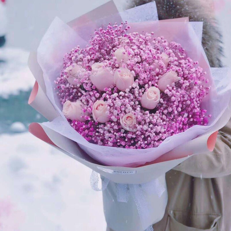 进口满天星韩式花束礼盒南通无锡海门启东鲜花同城速递生日送花