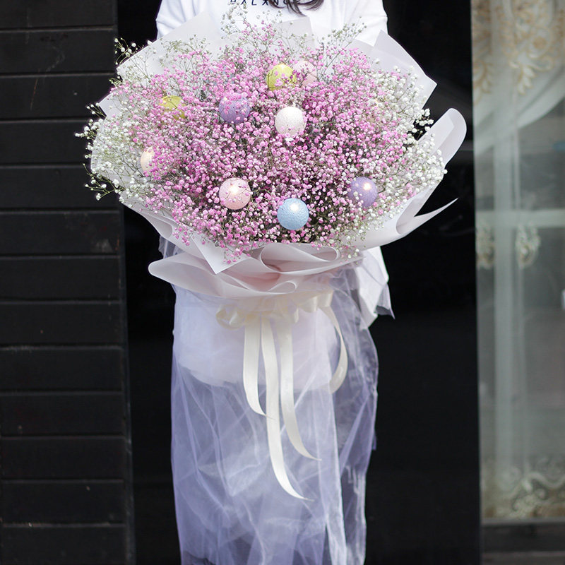 鲜花速递满天星糖果灯混搭花束生日礼物广州重庆郑州西安同城送花