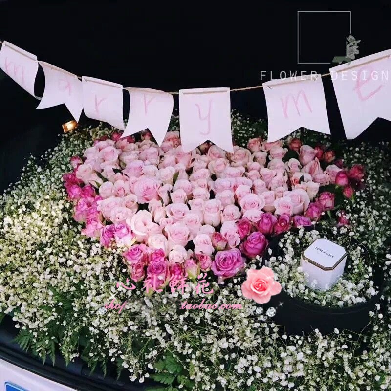 上海北京同城鲜花速递惊喜浪漫汽车后备箱玫瑰花生日