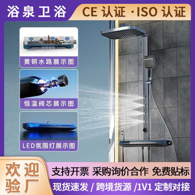 新品 白色淋浴花洒一整套 全铜四功能腰喷卫浴淋浴花洒全铜套装