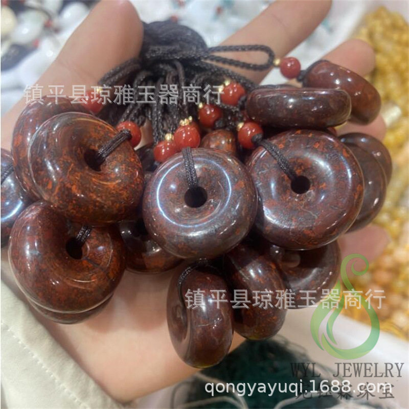 红伊丁陨石手排天然鸡血石手链玉石方牌方糖手串饰品直播货源