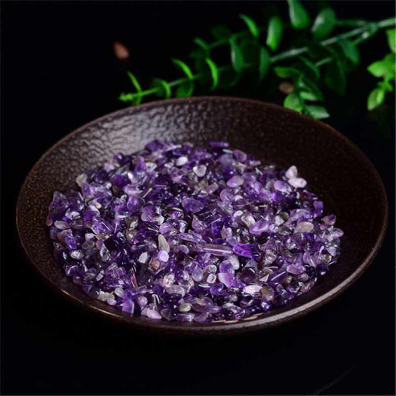 厂家直供天然紫水晶碎石紫晶原石鱼缸石花盆装饰 供佛碎石