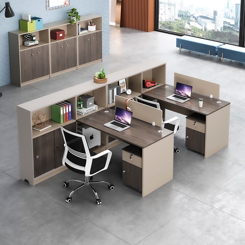 广东职员办公桌椅组合4四6人位简约现代办公室桌子屏风工位桌卡座