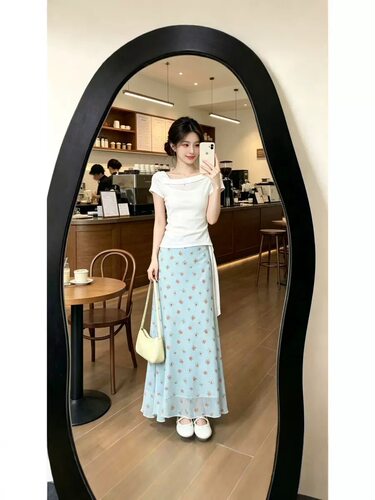 y6y 2604703-南油女装夏季新款法式复古碎花半身裙女高腰显瘦a字