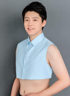 蓝色商务硬挺衬衫假领子男款春秋装饰职业装工装内搭白色衬衣假领