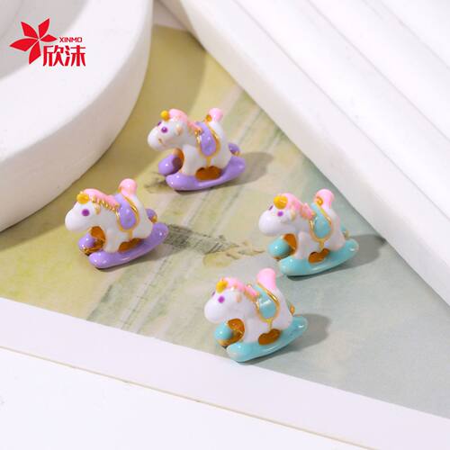 立体金可爱卡通木马乐园儿童beads穿孔配珠手绳diy合金饰品配件