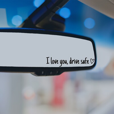 外贸ILU Drive Safe 安全驾驶防水乙烯车贴汽车通用后视镜装饰贴