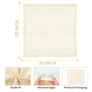 cheesecloth奶酪布本色不漂白正方形过滤纱布20*20英寸