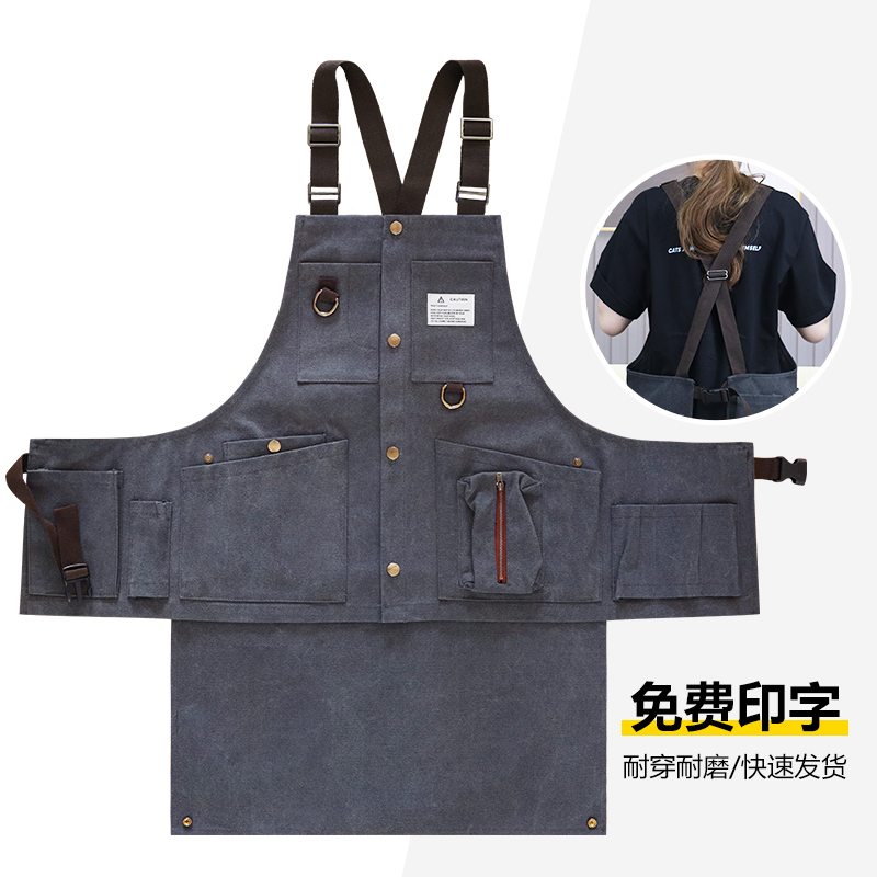 厚帆布防水耐穿围裙工服免费印字