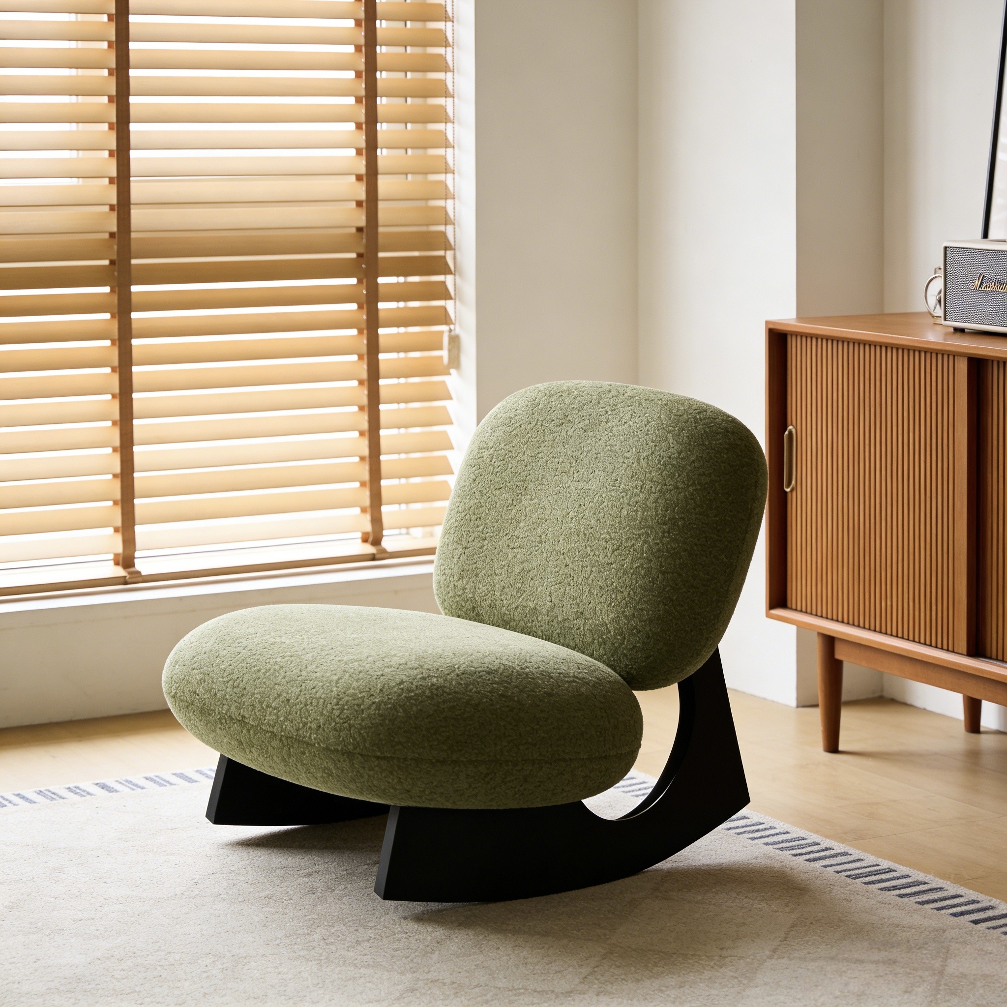 实木单人摇摇椅客厅阳台卧室民宿懒人沙发设计师个性休闲慵懒沙发