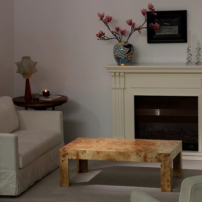 矮茶几树瘤皮长方形实木茶几
