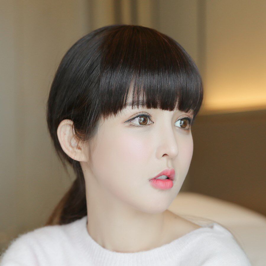 一刀齐假刘海女 真发丝齐刘海 隐形无痕刘海假发片加厚款接刘海片