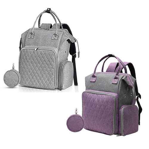 新款 毛线钩针收纳双肩妈咪包编织工具手提包简约多功能收纳包旅