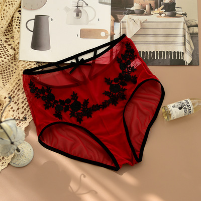 新品 MPZ新款高腰网纱女士内裤透气大码蕾丝性感无痕包臀一件