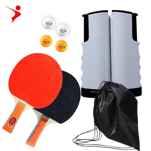 精选Regail乒乓球拍套装 便携乒乓球拍伸缩网架套装4个乒乓球伸缩