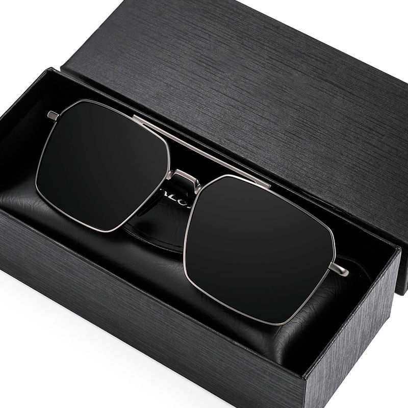 黑框方框蛤蟆镜 开车司机男士墨镜 日夜两用智能变色偏光