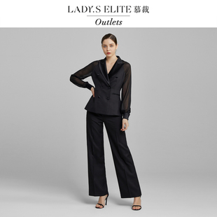 慕裁 气质西装女2025新款夏季高级感小众设计感时尚百搭黑色通勤