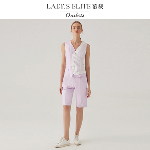 慕裁 2024新款时尚休闲套装女马夹直筒短裤经典百搭五分裤