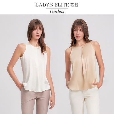 慕裁 香槟金桑蚕丝混纺衬衫女2024气质圆领设计简约百搭内搭背心