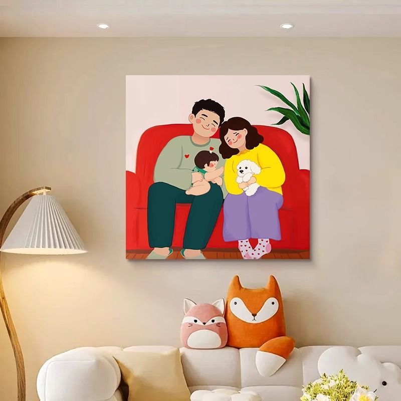 奶油风床头装饰画主卧大白墙挂画儿童房小众艺术卧室背景墙壁画图片