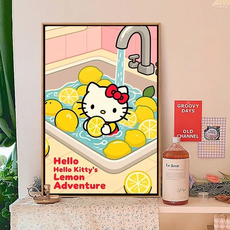 helloKitty猫水果系列客厅卧室装饰画卡通儿童房可爱创意墙壁挂画图片