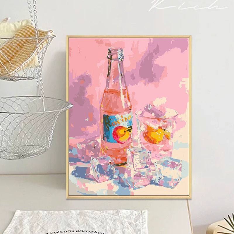夏日小清新桃子汽水装饰画