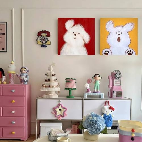 奶油风儿童房小狗家居软装卧室