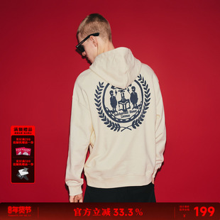 REDCHARCOAL红炭外星人印花连帽卫衣男秋季新款潮牌宽松男士上衣