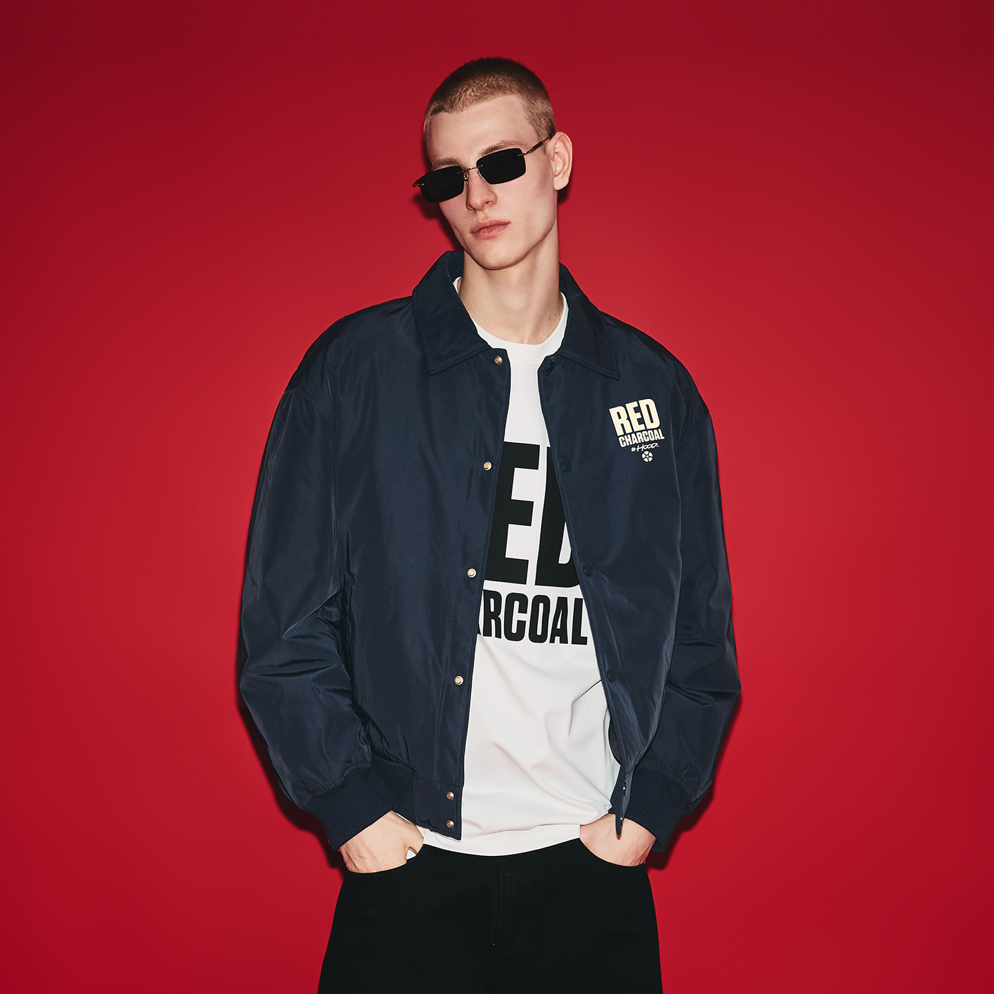 红炭翻领短款羽绒服男