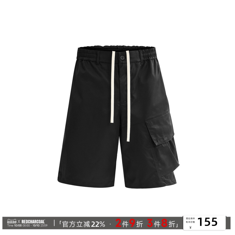 REDCHARCOAL/红炭夏季多口袋工装短裤男美式宽松休闲中裤五分裤