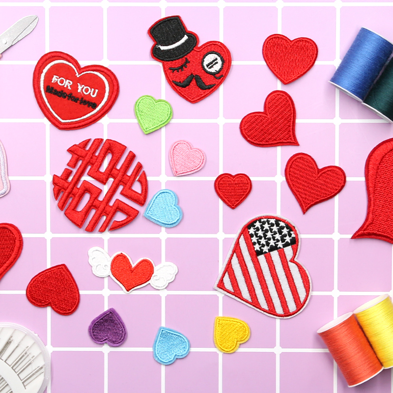 爱心刺绣布贴情侣衣服装饰贴时尚图案贴布衣服破洞修补贴补丁贴小