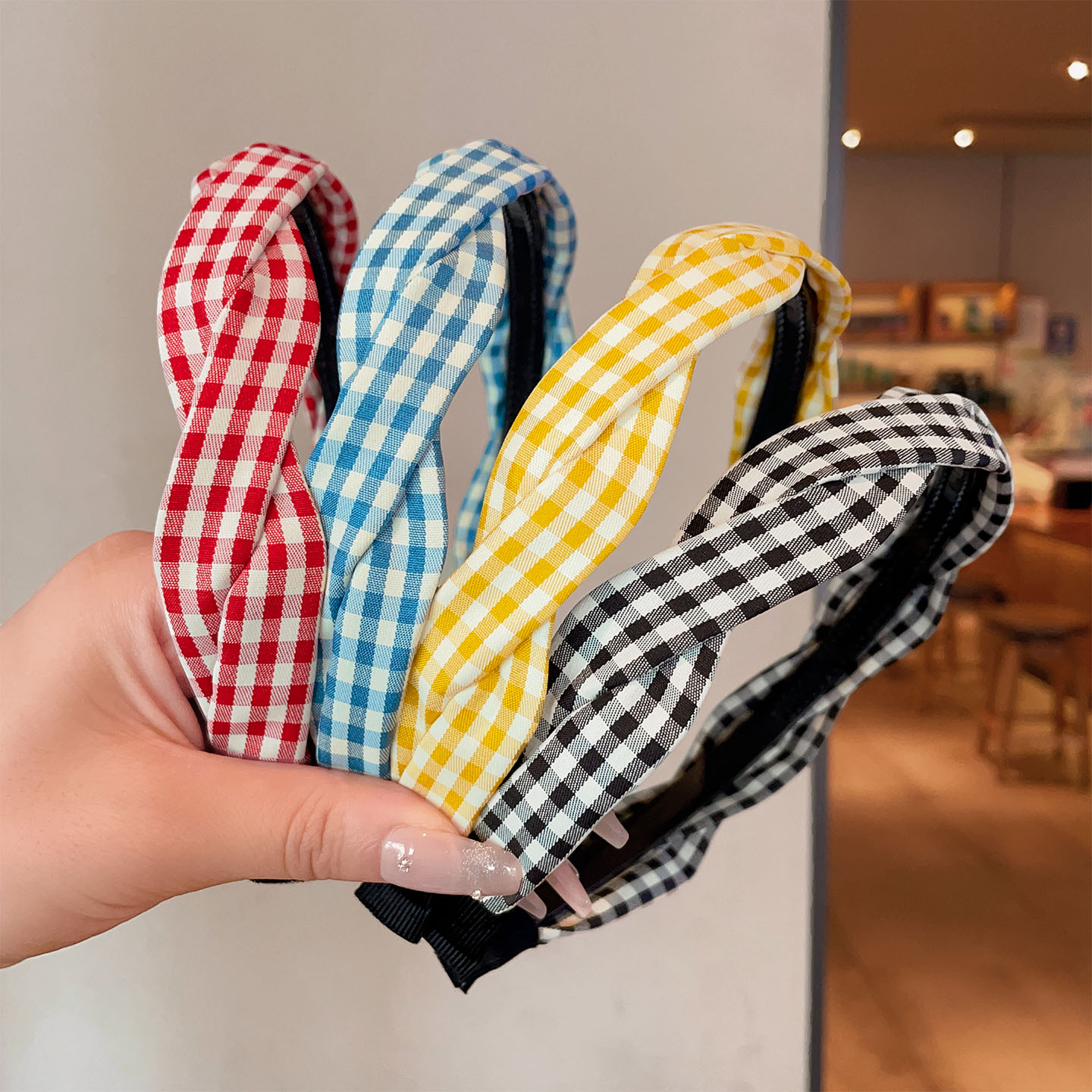 儿童格子麻花发箍女童不勒头发卡