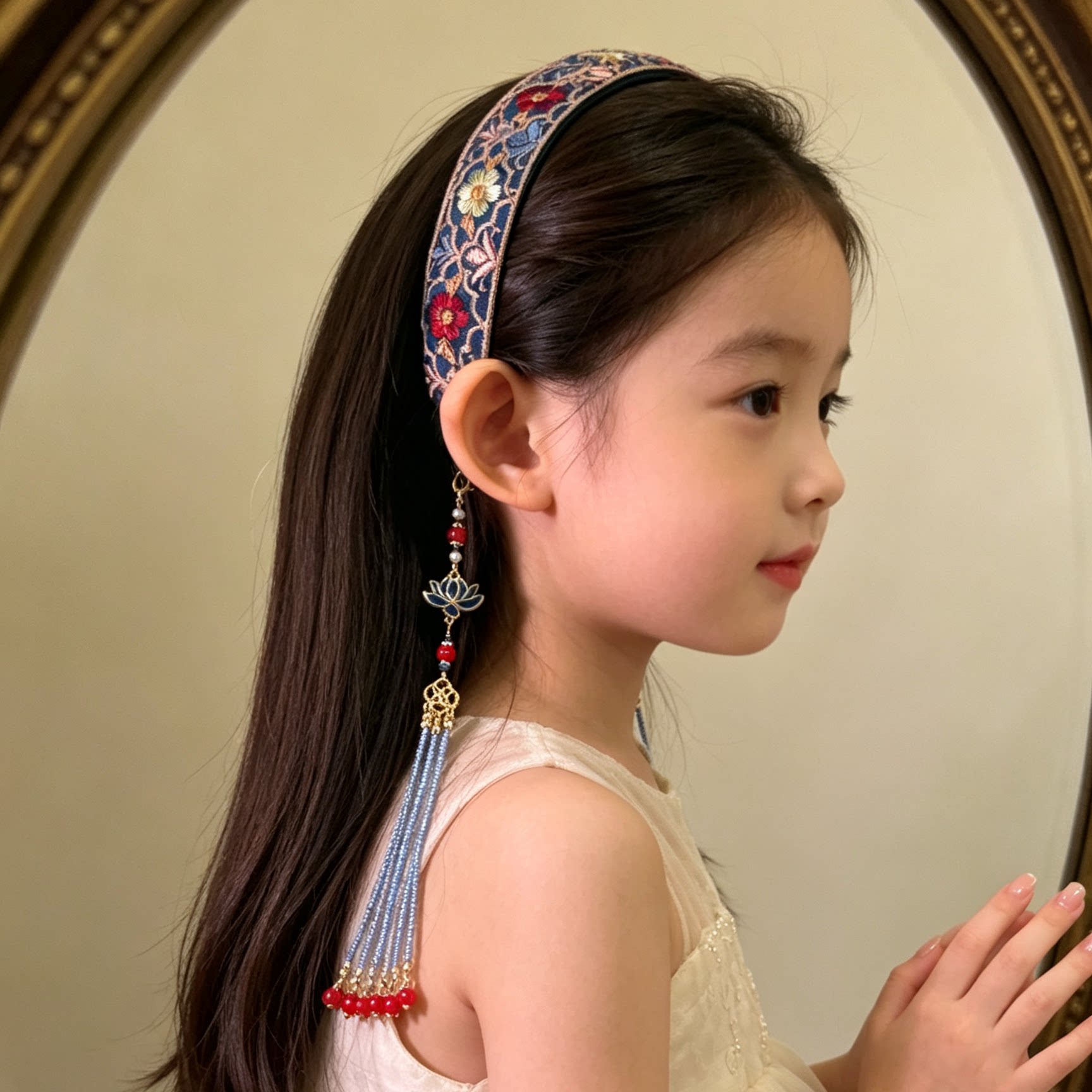 儿童汉服发箍女童古风刺绣流苏头箍发夹发卡中国风表演头饰发饰