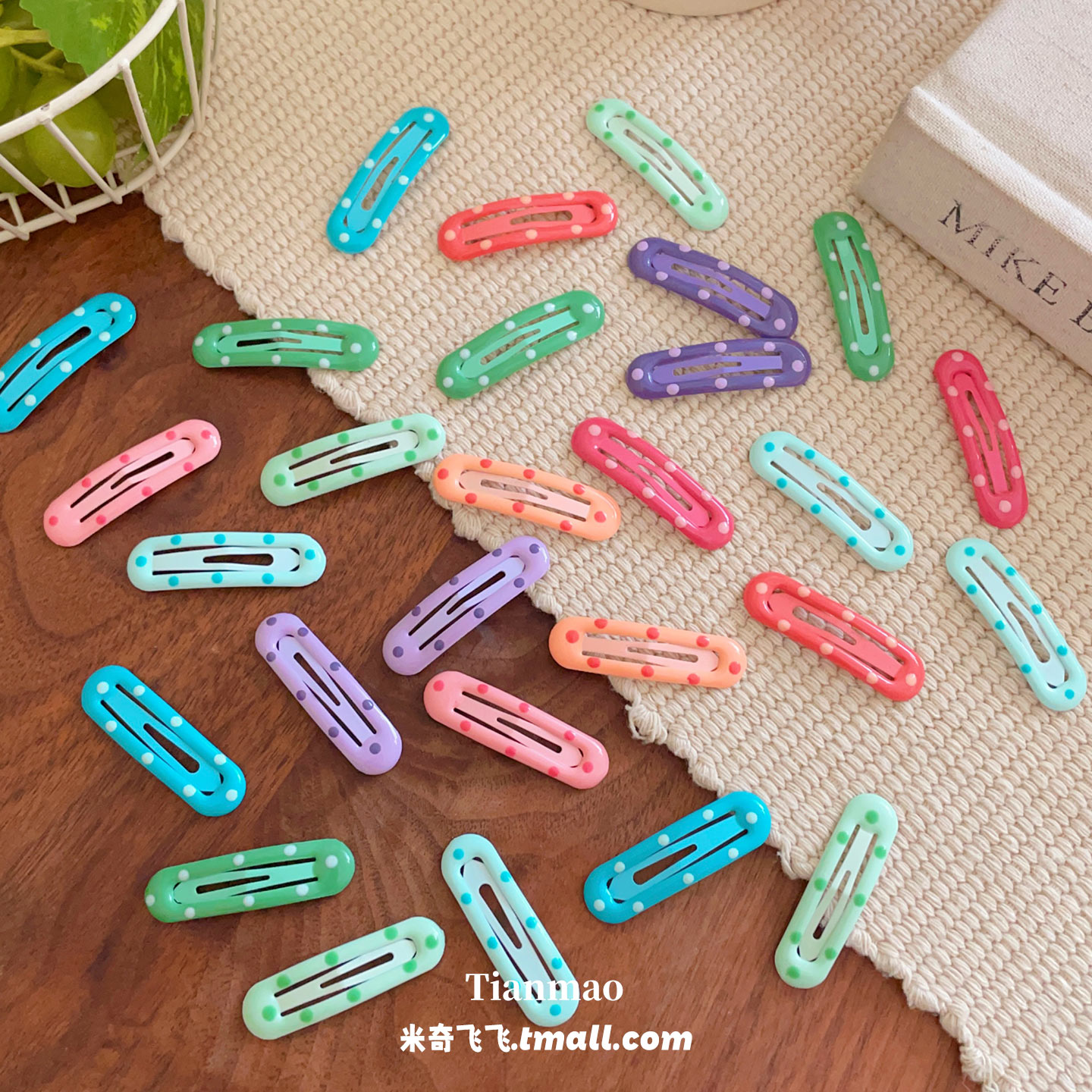 糖果色波点发夹女韩式儿童新款无痕bb夹多色发卡甜美可爱头饰发饰