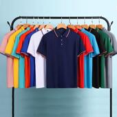 短袖 冰离子间色翻领POLO衫 男女同款 撞色条纹工作服定制团体服定制