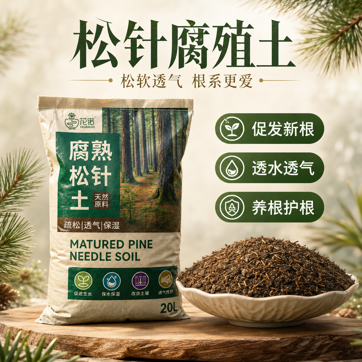 松针腐殖土纯泥炭天然腐叶腐熟君子兰花多肉营养土养花通用专用土