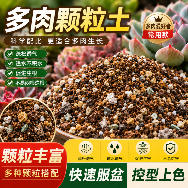 多肉颗粒土专用营养土植物泥炭种植土壤肉肉叶插小苗老桩颗粒花土