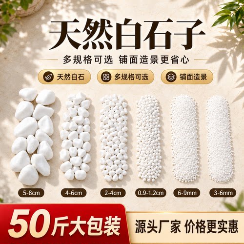 天然白石子石头大鹅卵石铺路造景