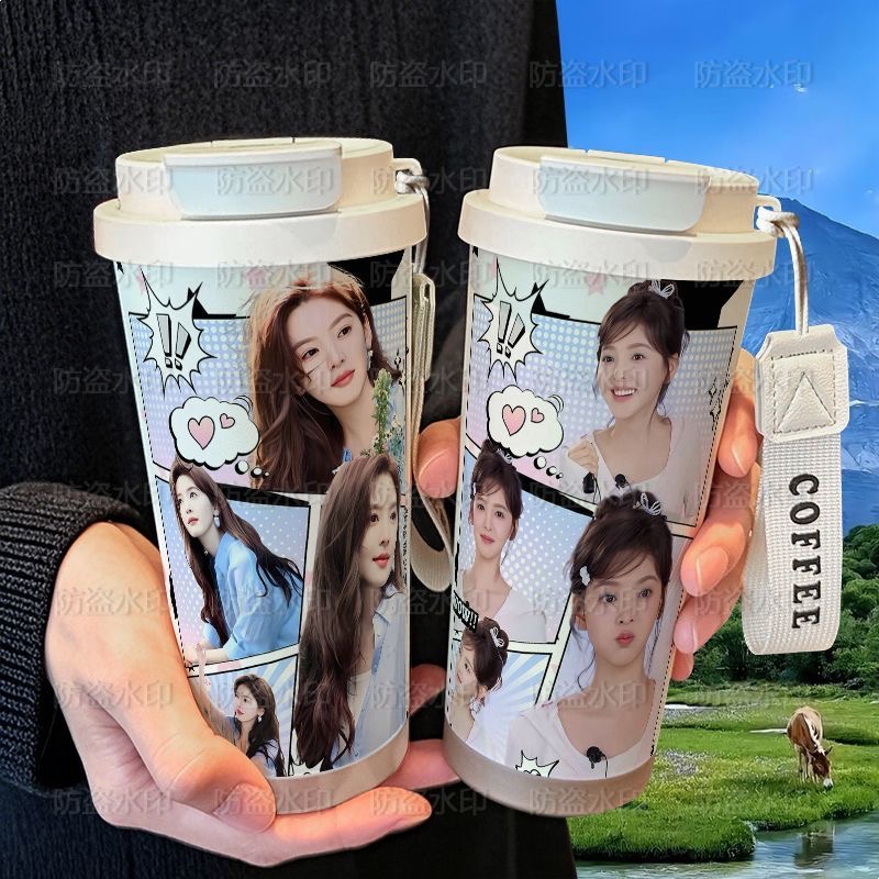 章若楠高颜值美女保温杯学生吸管大容量316不锈钢车载咖啡杯