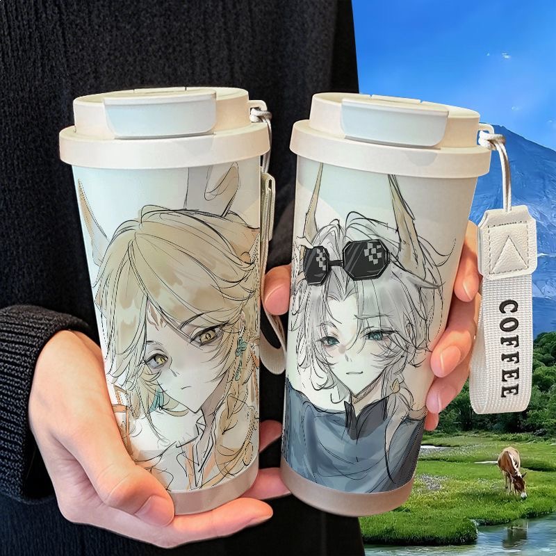 超自然行动组逍阿念保温杯学生吸管大容量316不锈钢车载咖啡杯