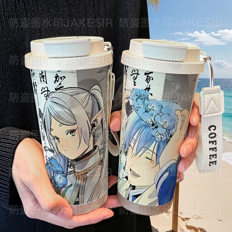 葬送的芙莉莲保温杯不锈钢学生高颜值吸管双饮大容量咖啡水杯